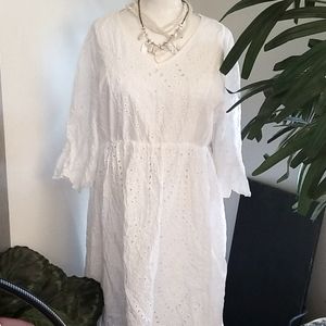 White cotton eyelet dress
